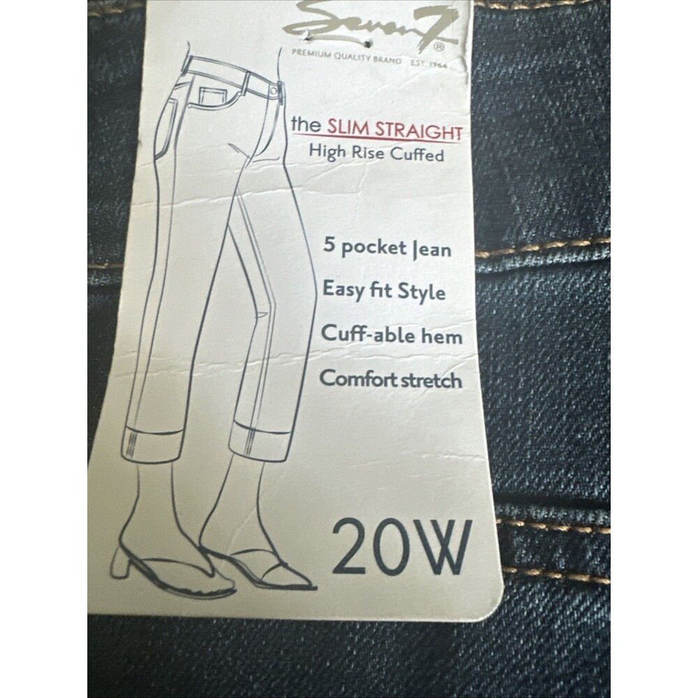 Seven7 Women's Plus Size High Rise Slim Straight Cuff Jeans Avalon Blue 20W - Picture 10 of 10